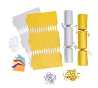 evelay 12 Make Your Own Christmas Cracker Kit DIY Gold & Silver Glitter Crackers Hats Snaps Jokes (Gold, Silver)