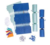 evelay 12 Make Your Own Christmas Cracker Kit DIY Navy & Light Green Glitter Crackers Hats Snaps Jokes (Navy, Light Green)
