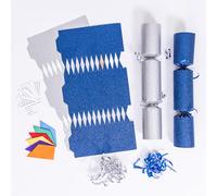 evelay 12 Make Your Own Christmas Cracker Kit DIY Navy & Silver Glitter Crackers Hats Snaps Jokes (Navy, Silver)