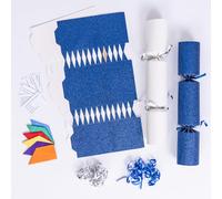 evelay 12 Make Your Own Christmas Cracker Kit DIY Navy & White Glitter Crackers Hats Snaps Jokes (Navy, White)