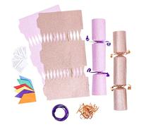 evelay 12 Make Your Own Christmas Cracker Kit DIY Rose Gold & Baby Pink Glitter Crackers Hats Snaps Jokes (Rose Gold, Baby Pink)