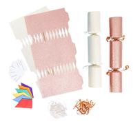 evelay 12 Make Your Own Christmas Cracker Kit DIY Rose Gold & Cream Glitter Crackers Hats Snaps Jokes (Rose Gold, Cream)