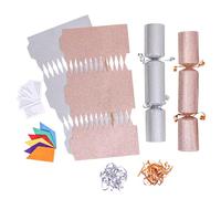 evelay 12 Make Your Own Christmas Cracker Kit DIY Rose Gold & Silver Glitter Crackers Hats Snaps Jokes (Rose Gold, Silver)