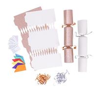 evelay 12 Make Your Own Christmas Cracker Kit DIY White & Rose Gold Glitter Crackers Hats Snaps Jokes (White, Rose Gold)