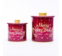 evelay 2 Christmas Tins Jars Storage Tin Container Canisters Tea Coffee Cookie Biscuit
