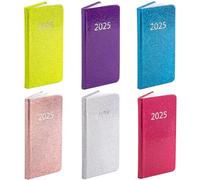 evelay 2025 Diary Week to View Slim Pocket Size Full Year Journal with Glitter Designs 9cm x 16cm (Purple)