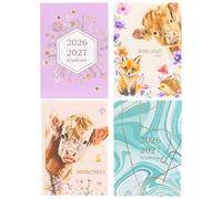 evelay 2026 2027 Academic Diary A5 Week to View - Highland Cow, Fox & Hedgehog Mid Year Hardback Planner - August 2026 to July 2027 Student Teacher Organiser (Farm)