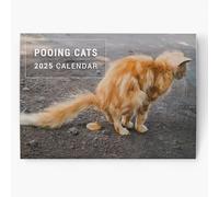 evelay 2026 A4 Funny Cat Pooping Calendar Month to View A3 When Open Wall Planner Family Home Office Organiser