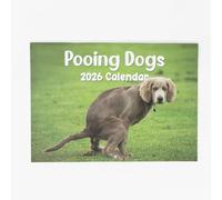 evelay 2026 A4 Funny Pooping Dog Calendar Month to View A3 When Open Hanging Wall Planner Family Home Office Organiser (Pooing Dogs)