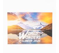 evelay 2026 A4 Wonders of the World Calendar Month to View A3 When Open Wall Family Planner Home Office Organiser - Made in UK