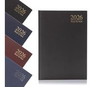 Evelay 2026 A5 Week To View Diary Full Year Planner Organiser Hardback Cover & Ribbon (Black)