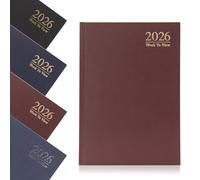 evelay 2026 A5 Week To View Diary Full Year Planner Organiser Hardback Cover & Ribbon (Burgundy)