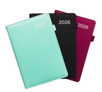 evelay 2026 Diary A5 with Address Book & Pen - Week to View Premium Faux Leather Wrap Cover Planner - Space for Notes & A-Z Contacts - 70gsm Paper (Teal)
