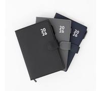 evelay 2026 Diary and A-Z Address Index Book with Pen A5 or A6 Week to View Premium Organiser Faux Leather Cover (A5, Black)