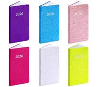 evelay 2026 Diary Week to View Slim Size Full Year Journal with Glitter Designs 9cm x 16cm (Lime Glitter)
