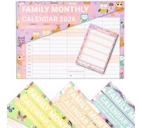 evelay 2026 Family Calendar Month to View 5 Columns A3 When Open Hanging Wall Planner Organiser (Owl)