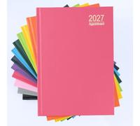 evelay 2027 Appointment Diary, A5, Day to Page, Hardback, Ribbon Marker, Year Planner, Full Page Saturday & Sunday (Cerise)