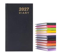 evelay 2027 Slim Week to View Diary & Pen Gift Set - Boxed Plain Planner - Week-to-View Diary - Black Ink Pen - 9 x 16cm (Black)