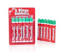 evelay 6 Bingo Dabbers - 20ml Slimline Markers | Assorted or Single Colours | Non-Drip Ink for Smooth Marking | Green | Long-Lasting Bingo Pens for Home or Club