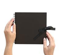 evelay 8" Square Kraft Paper Scrapbook Photo Album Book Spiral Bound Ribbon Tie 8 x 8 Black