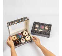 evelay 8pcs Halloween Cupcake Boxes with 6 Holes to Hold Cupcakes (Packs are Mix Designs)