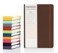 evelay A5 Notebook Dotted Journal with Faux Leather Hardback Cover and Premium 120gsm Thick Paper (128 Cream Pages, Chocolate)