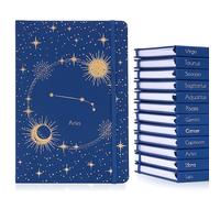 evelay A5 Ruled Notebook Hardback with Gold Foil Zodiac Sign Constellations Design and Lined Pages for Notes Journal Work School (Aries)