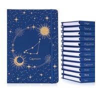 evelay A5 Ruled Notebook Hardback with Gold Foil Zodiac Sign Constellations Design and Lined Pages for Notes Journal Work School (Capricorn)