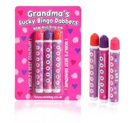 evelay Best Grandma Bingo Dabber Set | 3 Colour Markers in Purple Pink Red | Smooth No-Mess Ink | Easy-Grip Pens for Bingo Nights | Fun Gift for Grandma Family Games