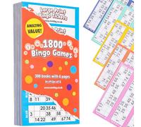evelay Bingo Books 50 Pack | 6 Page Books Large Print 1800 Tickets Multi-Coloured with Security Codes | Easy Tear-Out Bingo Cards