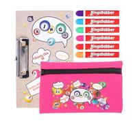 evelay Bingo Dabber Case Holder Gift Set | 6 Bingo Dabbers | 1 Board with Clip | Bingo Storage Bag with Lucky Number Zip Pull | Non-Drip 20ml Ink | 6 Colour Options | Gift for Bingo Lovers