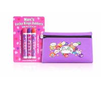 evelay Bingo Dabber Case with 3 Non-Drip Ink Dabbers, Pink and Purple Storage Bag, Lucky Number 7 Zip Pull, Gift Set for Mum Nan Grandma (Nan, Lilac)