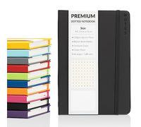 evelay Bullet Journal A5 Dotted Notebook with Faux Leather Hardback Cover and Premium 120gsm Thick Dot Grid Paper (128 Cream Pages, Black)
