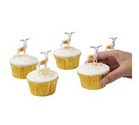 Evelay Cake Toppers Merry Christmas Cake Decoration 6-10 Pieces Cupcake Toppers (5 Mini Reindeer) Multi Purpose Decoration