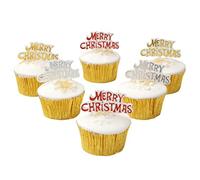 Evelay Cake Toppers Merry Christmas Cake Decoration|6-10Pieces|Cupcake Toppers|Multi Purpose Decoration (6 Sign/Motto)