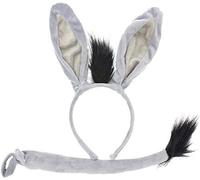 evelay Donkey Animal Ears and Tail Set Headband Fancy Dress Party Halloween eeyore Costume Book day Multi Animals| Accessory on size fits all (DONKY)