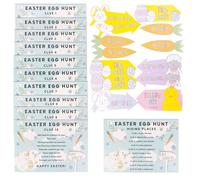evelay Easter Egg Hunt Indoor Clues Game Set with 10 Cards and 15 Directional Arrows, A6 Size, Paper, Brown