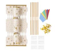 evelay Make Own Christmas Cracker Kit with 12 Crackers, Hats, Snaps, Jokes Ribbons, Paper Craft Set for Festive Celebrations, Gold Deer, 10 cm x 5.5 cm