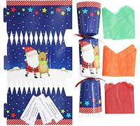 evelay Make Your Own Christmas Cracker Kit Crackers Hats Snaps Jokes Rose Party Favours 12 Pieces (Santa & Reindeer 2)