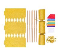evelay Make Your Own Christmas Cracker Kit Gold Glitter Crackers Hats Snaps Jokes Party Favours 6 Pieces (Gold Glitter)