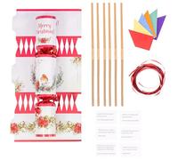 evelay Make Your Own Christmas Cracker Kit - Pack of 12 DIY Festive Crackers with Hats, Jokes & Ribbons - Personalise Your Own Xmas Table Crackers (Robin)