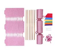 evelay Make Your Own Christmas Cracker Kit Pink Glitter Crackers Hats Snaps Jokes Party Favours 12 Pieces (Pink Glitter)