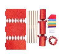 evelay Make Your Own Christmas Cracker Kit Red Glitter Crackers Hats Snaps Jokes Party Favours 12 Pieces (Red Glitter)