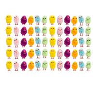 evelay Mini Easter Chicks Pack of 60 - Fluffy 3cm Plush Easter Bonnet Craft Decorations - Small Chick Embellishments for Hampers, Egg Hunt Toy & Seasonal Crafts (Mixed Colours)
