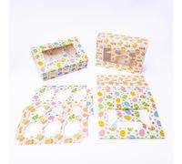 evelay Pack of 10 Easter Cupcake Boxes 6 Holes with Clear Window and Insert Holder for Cup Cakes Sweets Muffins Treats Party Supplies