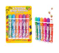 evelay Scented Bingo Dabbers 6-Pack - Assorted Colours & Fruity Scents | Non-Drip Felt Tip Bingo Markers for Adults & Kids | Long-Lasting Ink, Smooth Flow, Fun Gift Idea