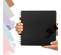 Evelay Scrapbook Photo Album Spiral Bound for Wedding Couple Travel Memory Book with 40 Pages - Medium, 8 x 8" (Black)