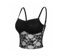 EVELIFE Women Sexy Lace Bralette Crop Top for Going Out Spaghetti Strap Summer Camisole Y2K Tank Top Vest Streetwear (Black, XL)