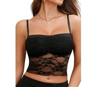 EVELIFE Women Sexy Lace Bralette Crop Top for Going Out Spaghetti Strap Summer Camisole Y2K Tank Top Vest Streetwear (Black, S)