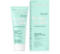 EVELINE Beauty & Glow Keep Balance! Matting Detoxifying Cream Suitable for Vegans Softening Soothing Cleansing Antioxidant Smoothing Out 99% Natural Ingredients 75 ml